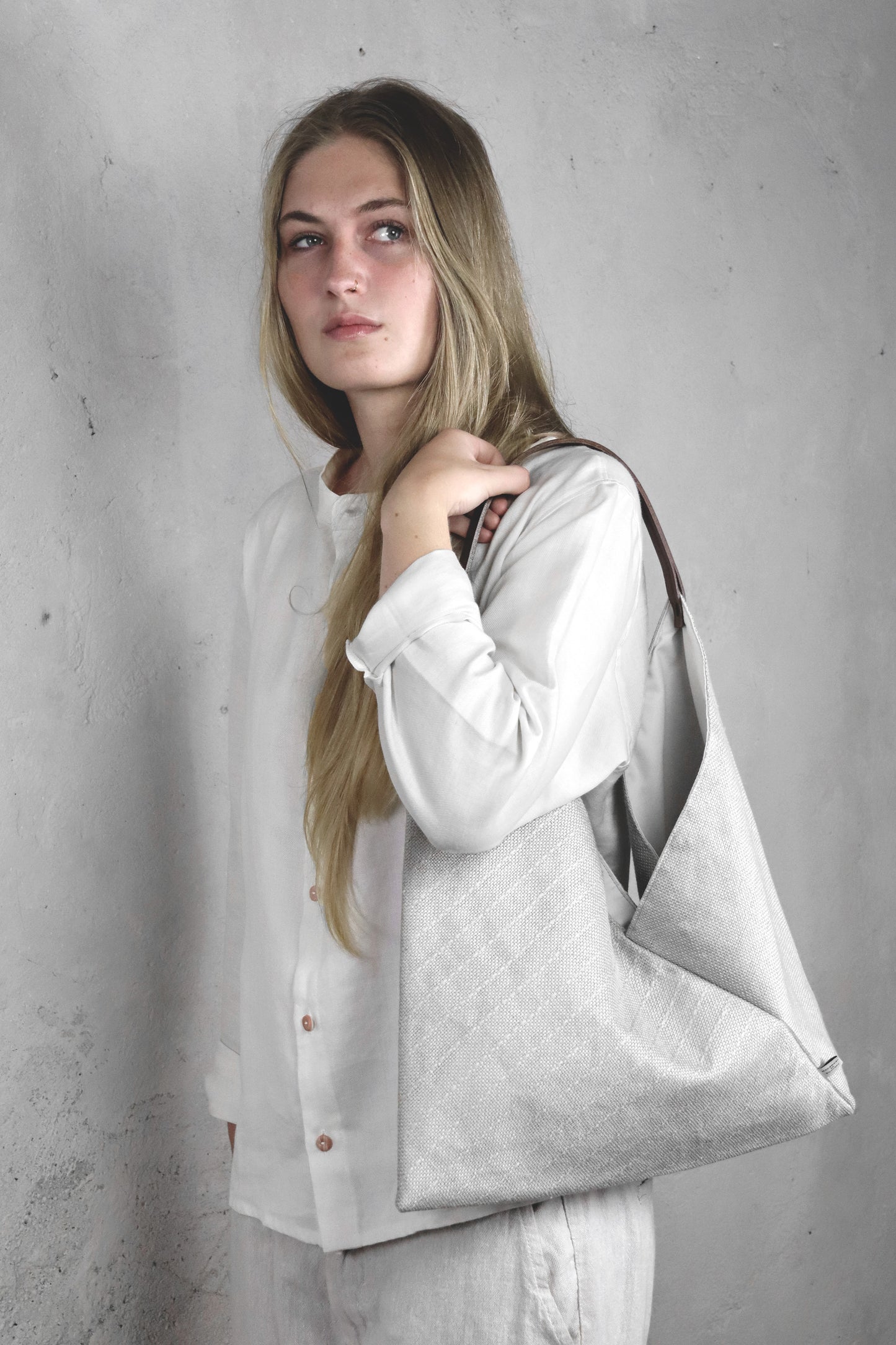 Hand Woven Origami Bag - White