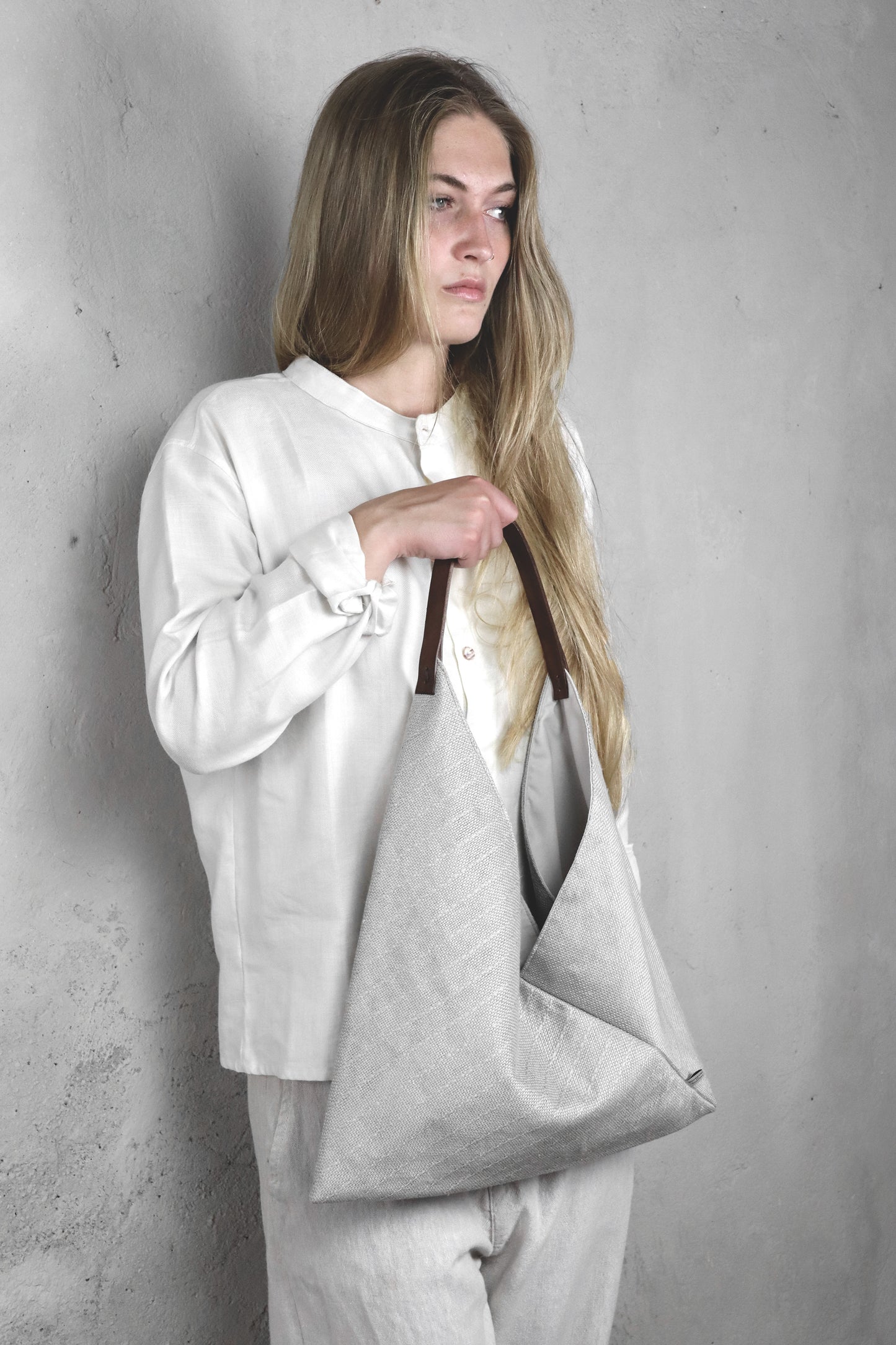 Hand Woven Origami Bag - White