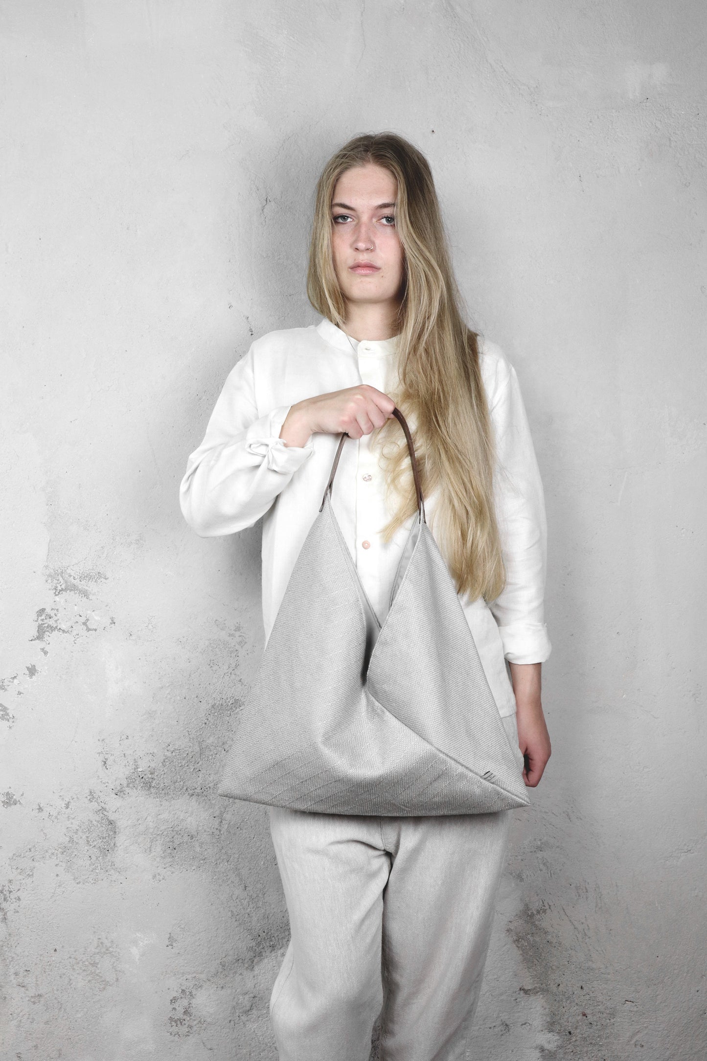 Hand Woven Origami Bag - White