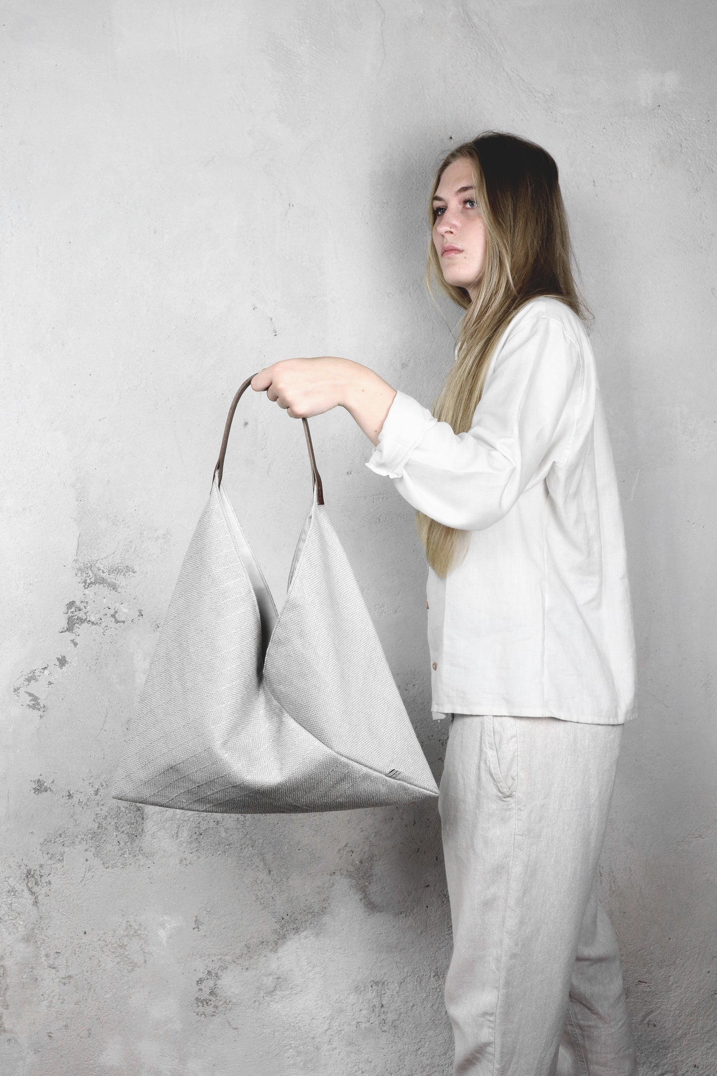 Hand Woven Origami Bag - White