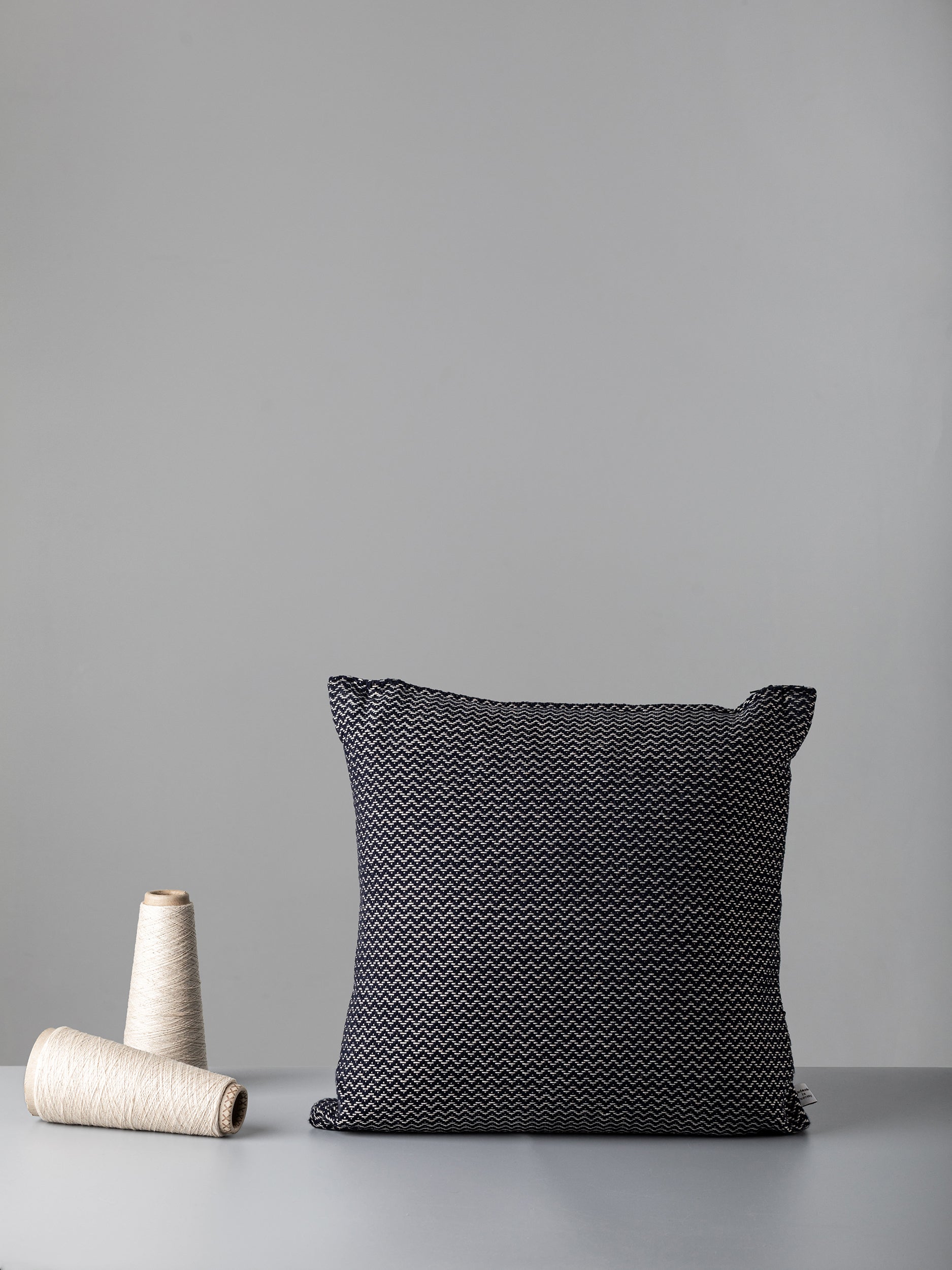 Fodera per cuscino tessuta a mano in lino cotone, colore blu