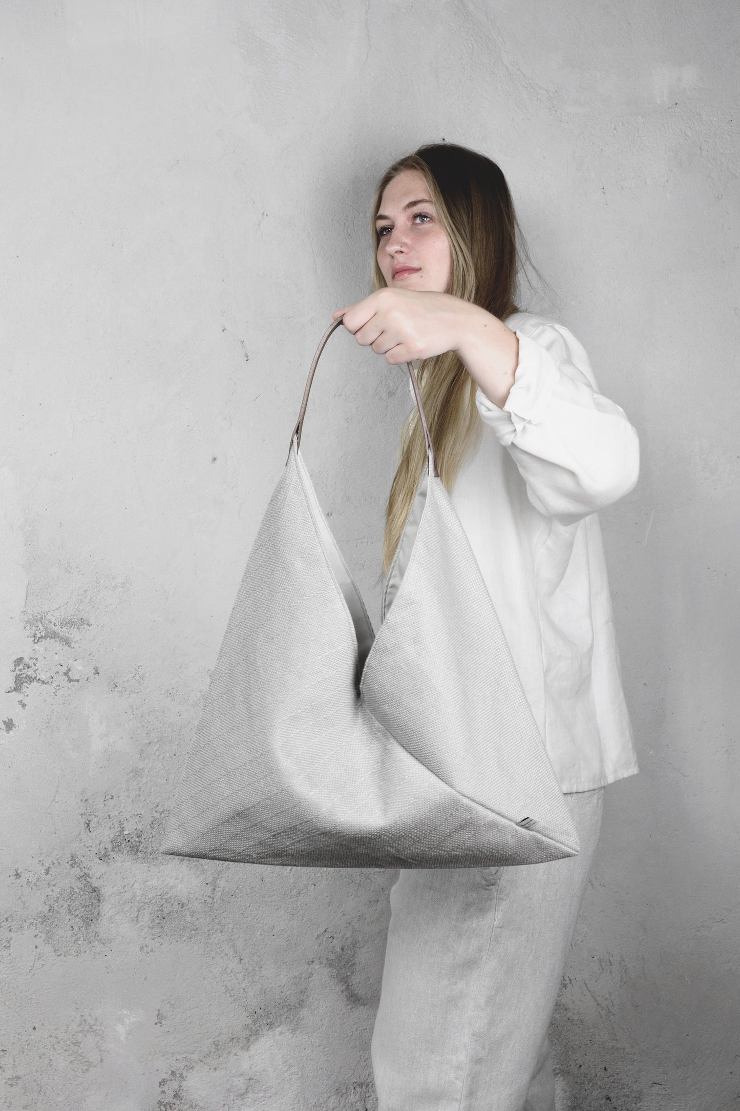 Hand Woven Origami Bag - White